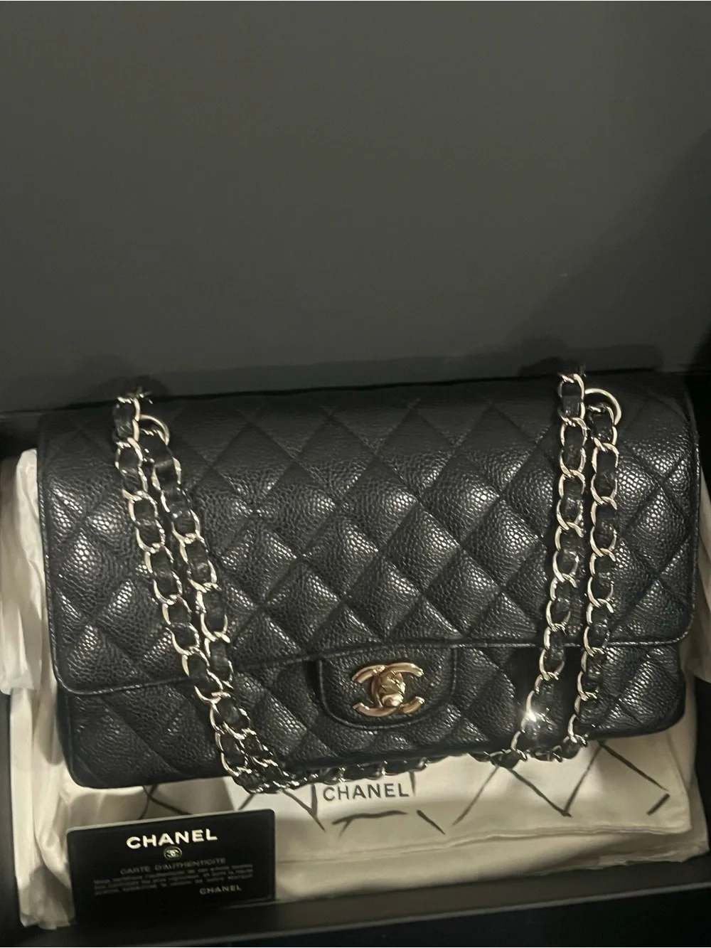 Chanel Classic Doubel Flap Caviar SHW